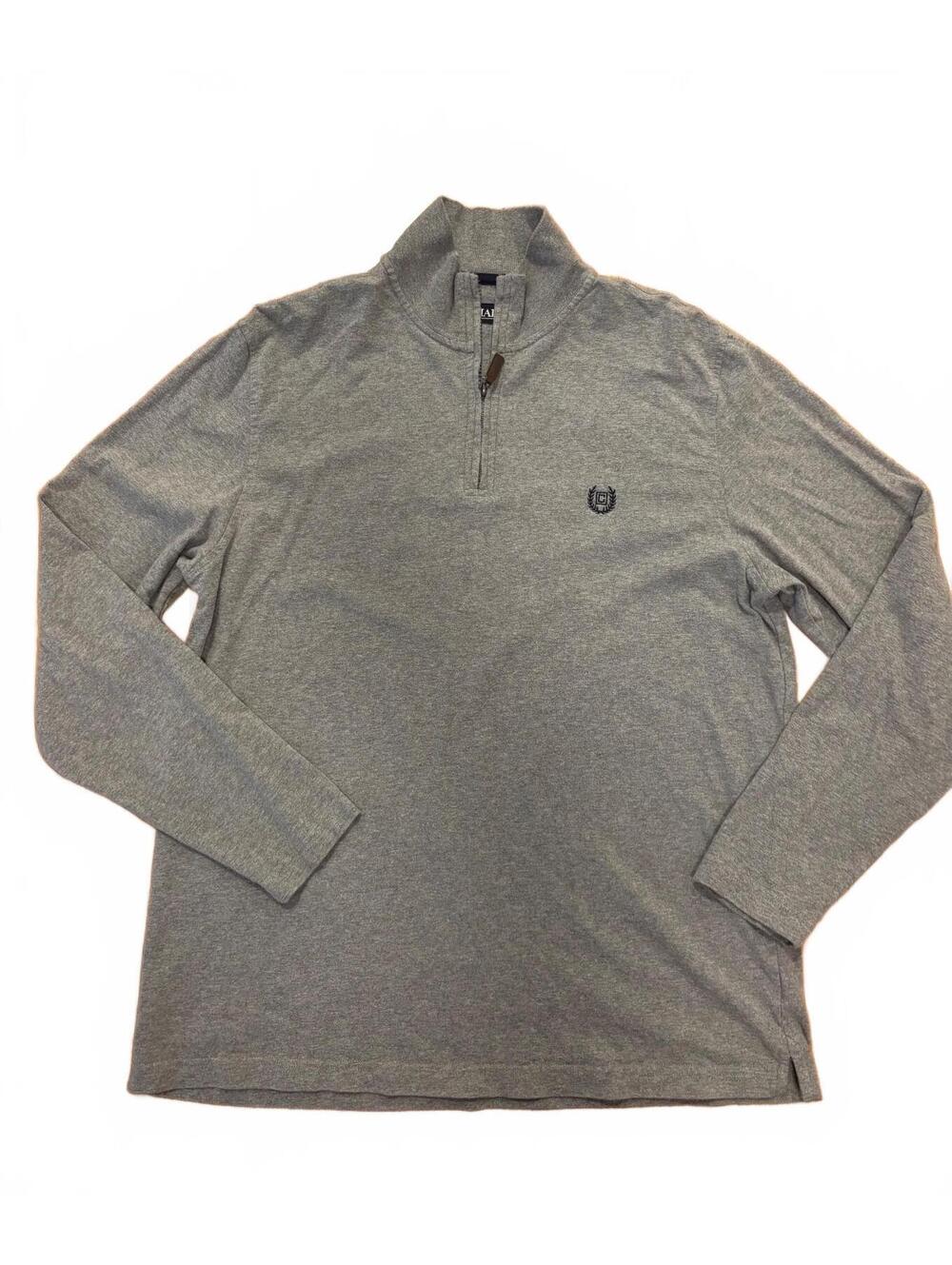 Chaps Men's Medium Gray Cotton 1/4 Zip Pullover Shirt
